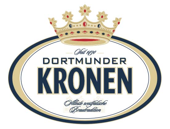 Le logo représente une couronne posée sur un ovale, accompagnée des inscriptions « Dortmunder Kronen » et « Seit 1430 ».