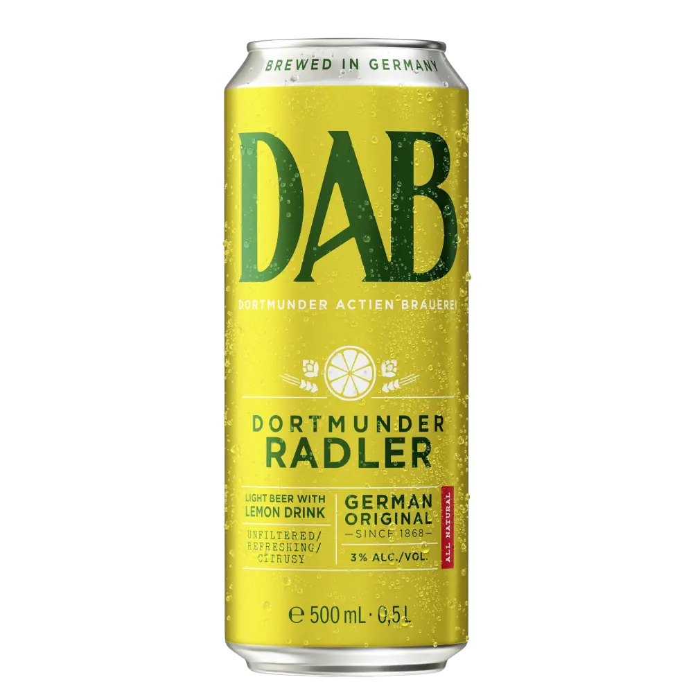 A can of Dortmunder Radler from the DAB brewery – to the product detail page