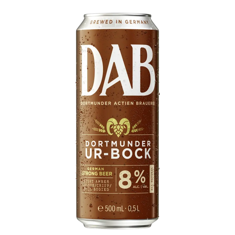 A can of Dortmunder Ur-Bock from the DAB brewery – to the product detail page