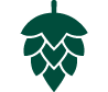 A graphic of green hops linked vertically, used commonly in brewing beer.