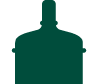 A green glass bottle stands upright against a plain background.