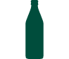 Une bouteille en verre verte se tient debout avec un col étroit et un bouchon scellé.